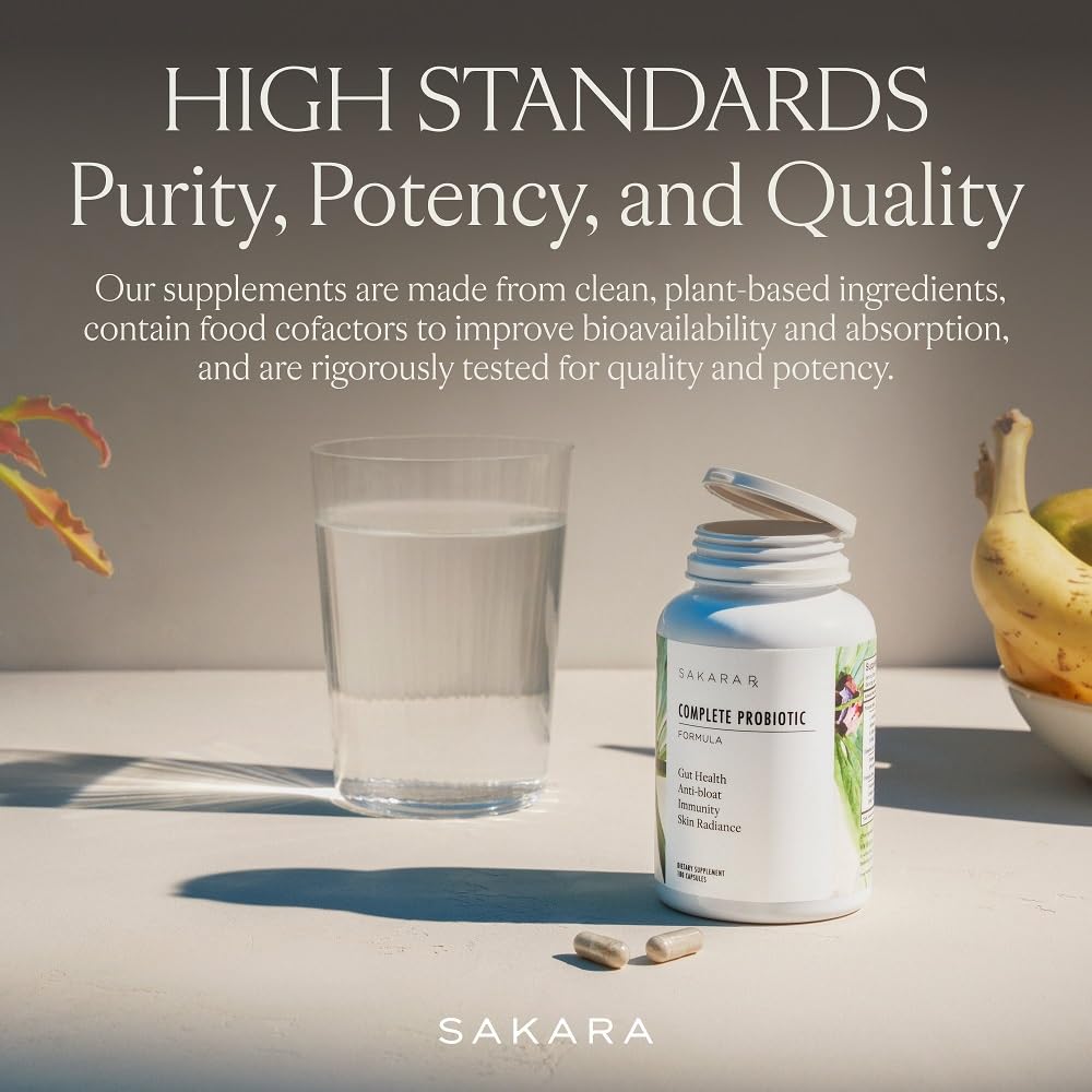 SAKARA Complete Probiotic, 180 Capsules - Probiotics for Women Digestive Health, Gut Health Pre and Probiotics for Women, Prebiotics and Probiotics