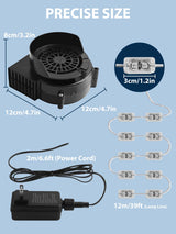 Lorvain 2.5A Replacement Air Blower for Inflatables, Replacement Inflatable Air Fan Blower with 10 White LED Lights & 12v/3A Adapter for Halloween Christmas Outdoor Inflatable Fan Blowers