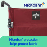 Medline Basic Steel Transport Chair - Full-Length Arms, Swing-Away Footrests, 12" Wheels - Gray/Burgundy - Durable & Convenient Mobility Aid