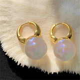 HUGE TOMATO Opal Big Pearl Drop Earrings for Women | Elegant Large Moonstone Pearl Earrings Dangle, Dainty Gold 925 Sterling Silver Hoop, Cute Earing Dangling for Teen Wedding Jewelry Gift,14mm