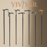 YIVIYAR Walking Cane for Men & Women & Seniors - 36.5 Inch Heavy Duty 500+ lbs Capacity, Ergonomic Handle, Decorative & Ornate Design, Gothic & Goth Elegant Matte Black & Gold Artistry, Metal Cane