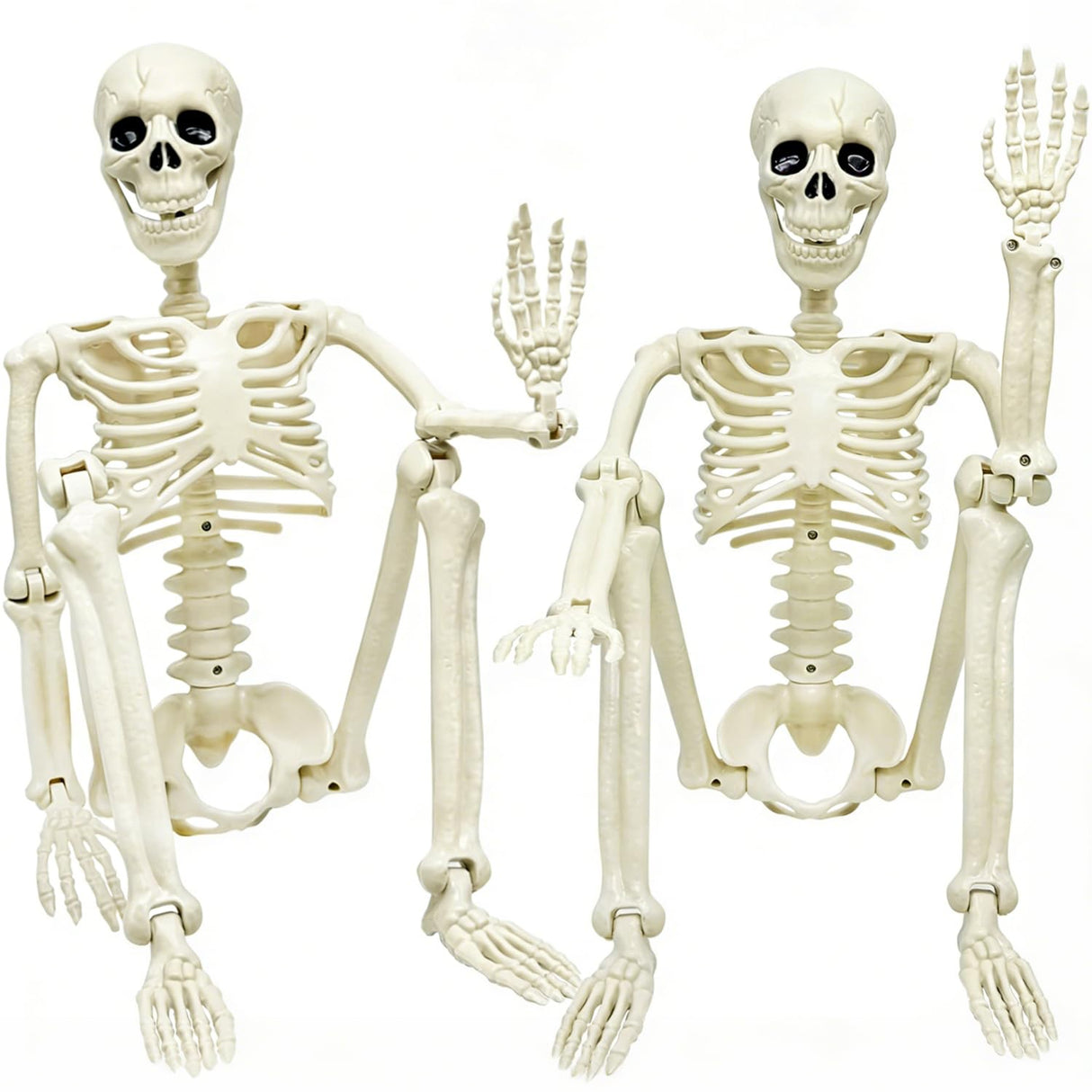 2 Pack 36in Posable Plastic Skeleton Halloween Decor - 3 ft Halloween Decor