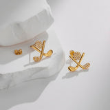 lijiayione Golf Stud Earrings for Women, Gold Plated Hypoallergenic Flat Back Cubic Zirconia Sports Jewelry, Cute Small Dainty Novelty Accessory Birthday Gift for Golfer Player Fan Tournament Team Match (Gold)