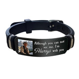 UDonCoo Custom Photo Bracelet with Name – Personalized Silicone Bracelet for Family, Friends, Memorial or Birthday Gift (Black)