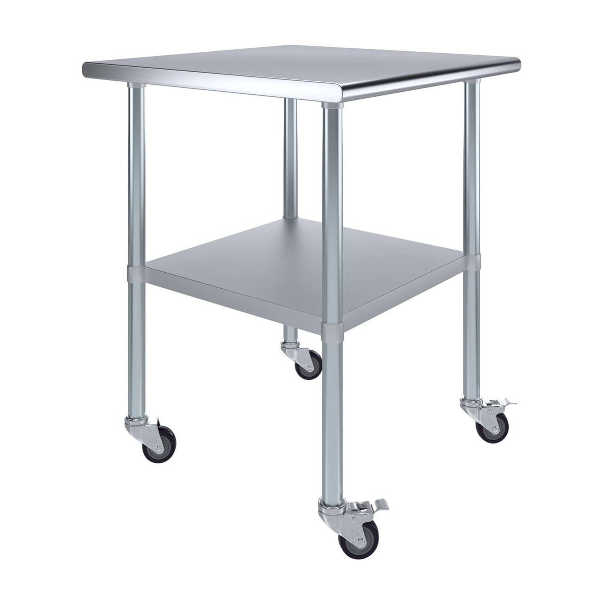 AmGood 30 in. x 30 in. Stainless Steel Work Table with Wheels | Metal Kitchen Food Prep Table | NSF
