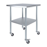 AmGood 30 in. x 30 in. Stainless Steel Work Table with Wheels | Metal Kitchen Food Prep Table | NSF