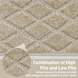 PURE ERA Bullnose Carpet Stair Treads Tape Free Non-Slip Indoor Stair Protectors Pet Friendly Stair Treads for Wooden Steps 9.5" x 30"(14 Pieces, Cream Gray Diamond Trellis)