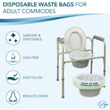 TidyCare Bedside Commode Liners for Portable Toilet Chair Bucket and Bedpan | Value Pack of 192 Disposable Waste Bags for Adults in Medical Care | Universal Fit Portable Toilet Liners