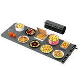 Extra Large Warming Mat for Food XXL:40”X15” Soft Electronic Food Warmers for Parties Buffet Silicone Food Warming Mat 6-Level Timer 9-Level Temp Control 18H Auto-Off 8S Fast Heating Grey