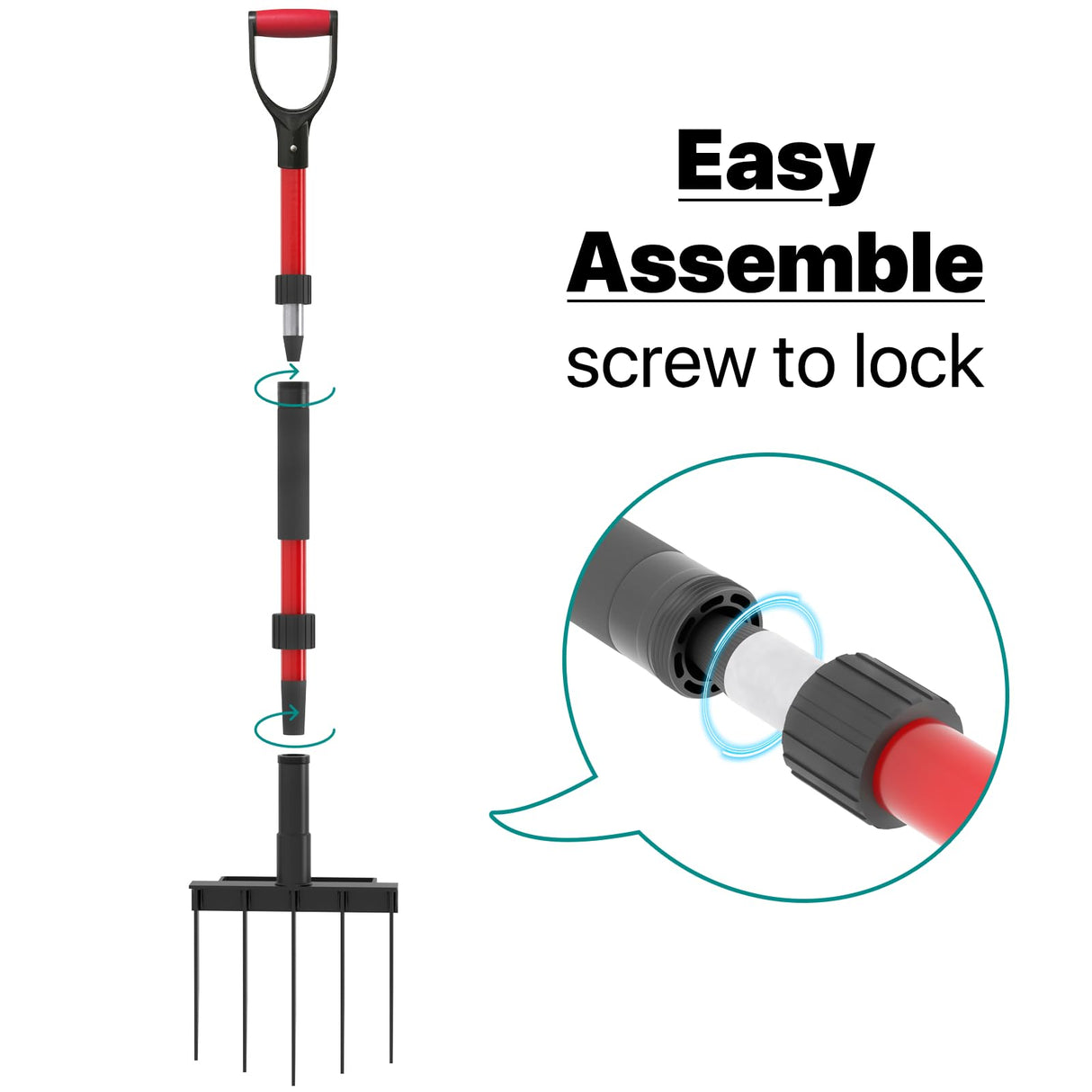 Pitch Fork for Garden, 5-Tine Heavy Duty Pitchfork for Loosening Soil, 41 Inch Gardening Fork for Digging, Composting, Spading, Cultivating Soil, Metal Fork Head with Fiberglass Handle, D-Grip