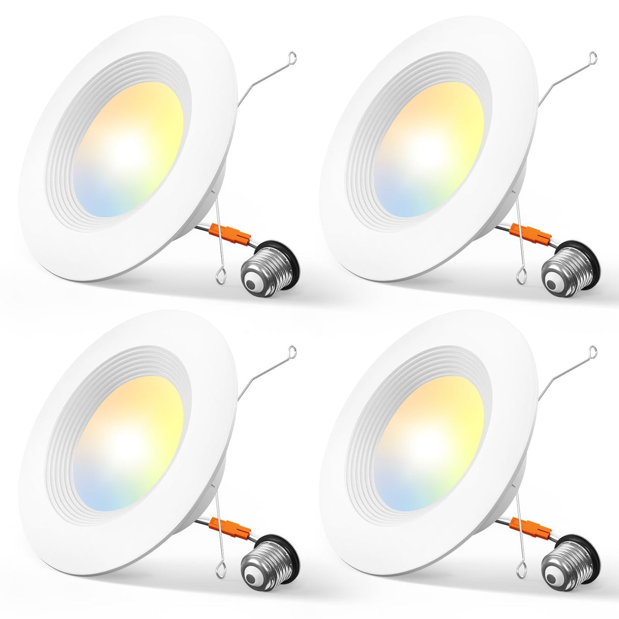 Amico 4 Pack 5/6 inch 5CCT LED Recessed Lighting, Dimmable, 12.5W=100W, 950LM, 2700K/3000K/4000K/5000K/6000K Selectable, Retrofit Can Lights with Baffle Trim, IC Rated - ETL & FCC, White