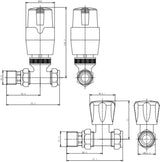 Black Straight Thermostatic Radiator Valves TRV Modern Radiator Valves 15mm x 1/2" (Set of 2) for Heated Towel Rails & Central Heating Radiators Radiator Valve Set