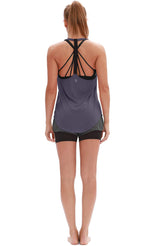 icyzone Workout Tank Tops for Women - Athletic Yoga Tops, T-Back Running Tank Top(Pack of 2) (L, Purple/Pistachio Green)