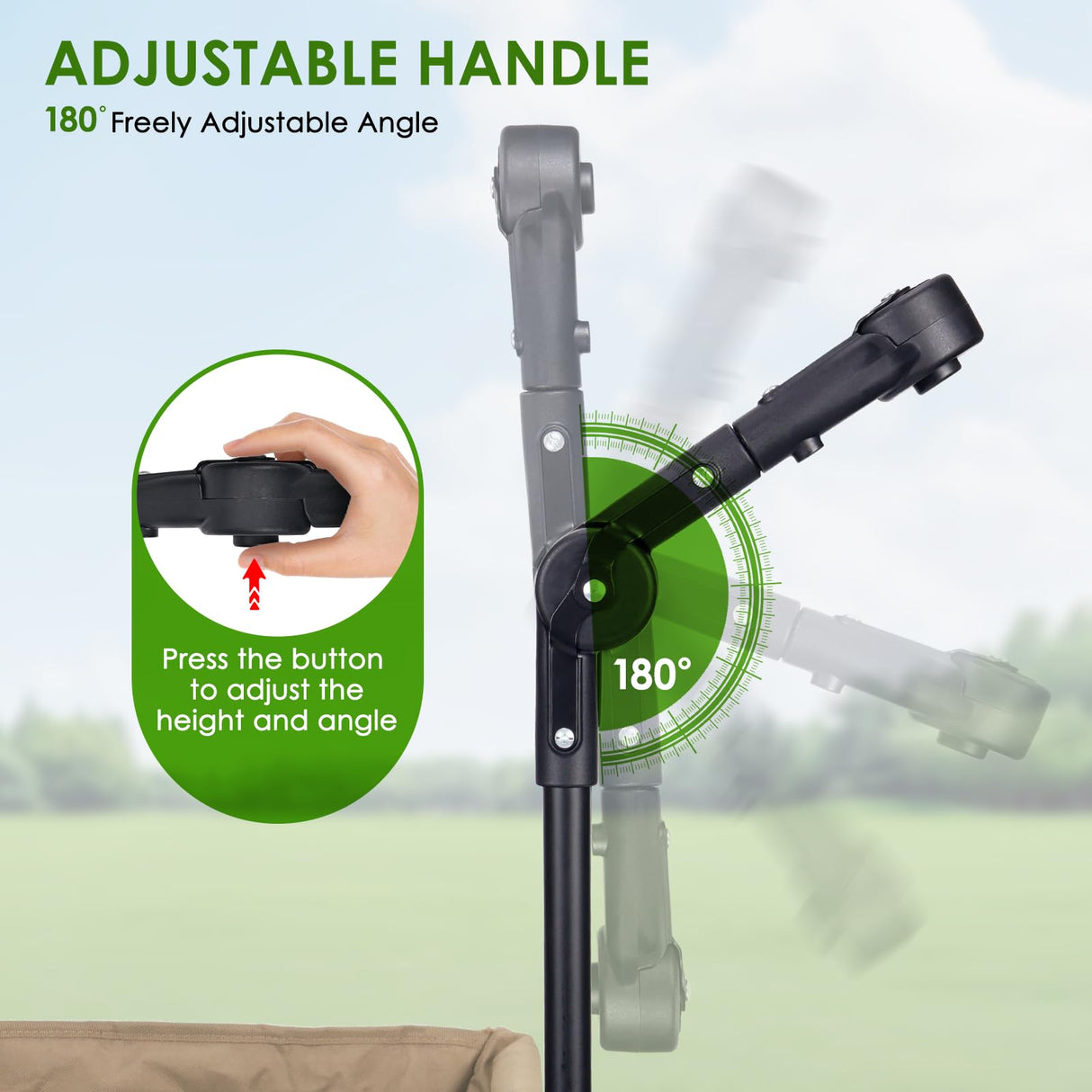Adjustable Wagon Push Handle Attachment Fit for Round & Square Frame Wagons