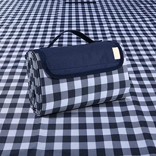 Outdoor Picnic Blanket, XL Foldable Waterproof Sand Beach Mat, Extra Large 80x80in for Beach Camping Hiking Travel Family Concerts Portable Beach Blankets（Darke Blue）