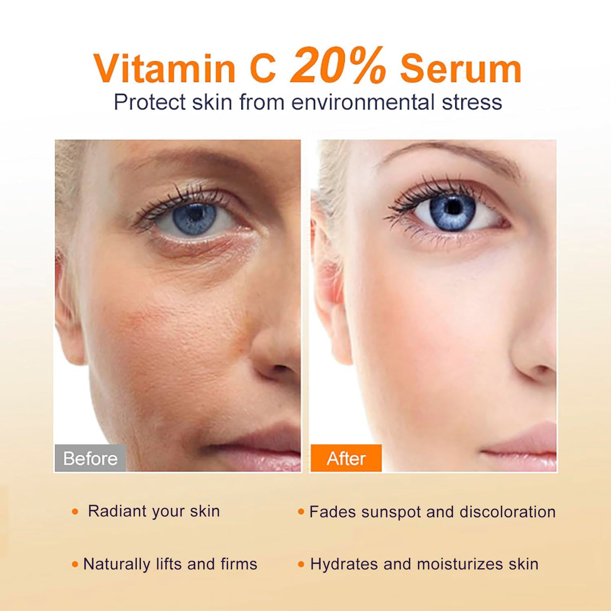 Bioglossy Vitamin C Serum 20%, Professional Vitamin C Face Serum Anti Aging Skin Care, Enhance Skin Radiance Reduce Fine Lines & Wrinkles for Women