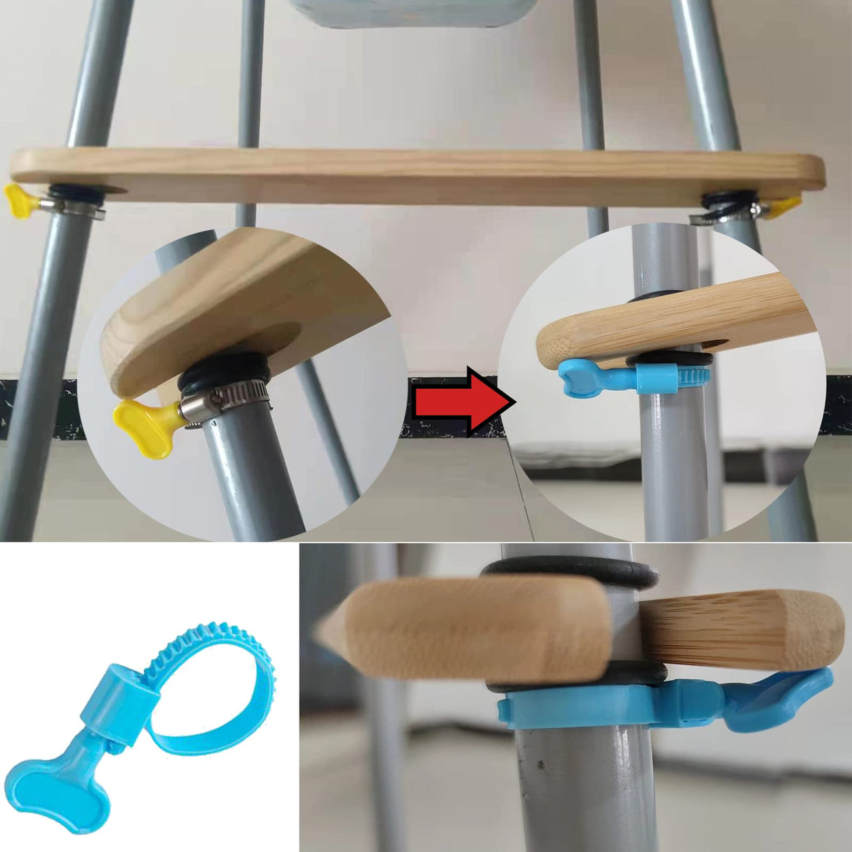 High Chair Footrest, Natural Bamboo Wooden Footrest Compatible with IKEA Antilop High Chairs Accessories, Adjustable HighChair Foot Rest