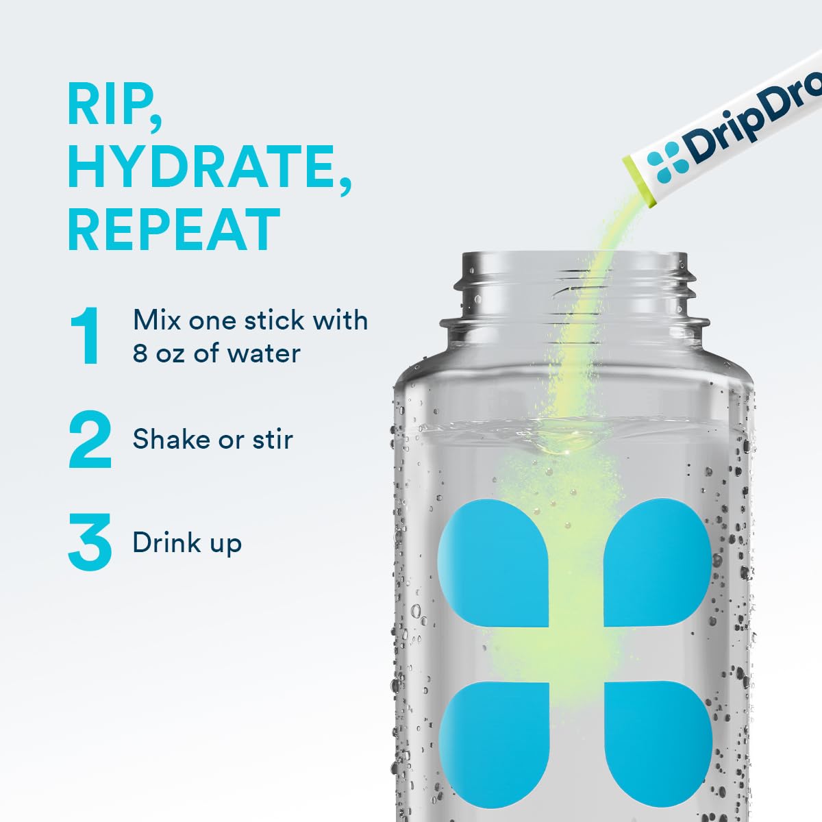 DripDrop Sugar Free Hydration Packets - Zero Lemon Lime - Single Serve Electrolytes Powder Drink Mix - Non-GMO, Gluten Free, Vegan - 32 Sticks