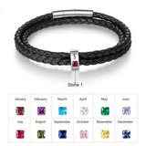 Nameinhea Personalized Mens Braid Bracelet Custom Bracelet with 1-5 Engraved Beads Family Names Jewelry Gifts for Men Father's day (1 name)