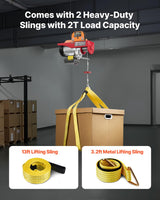 VEVOR Electric Hoist, 1320 lbs 120V Electric Winch with 328 ft Wireless & 14 ft Wired Remote Control, 40 ft Single Cable Lifting Height, Single/Double Slings, Lift Hoist for Garage Warehouse Factory