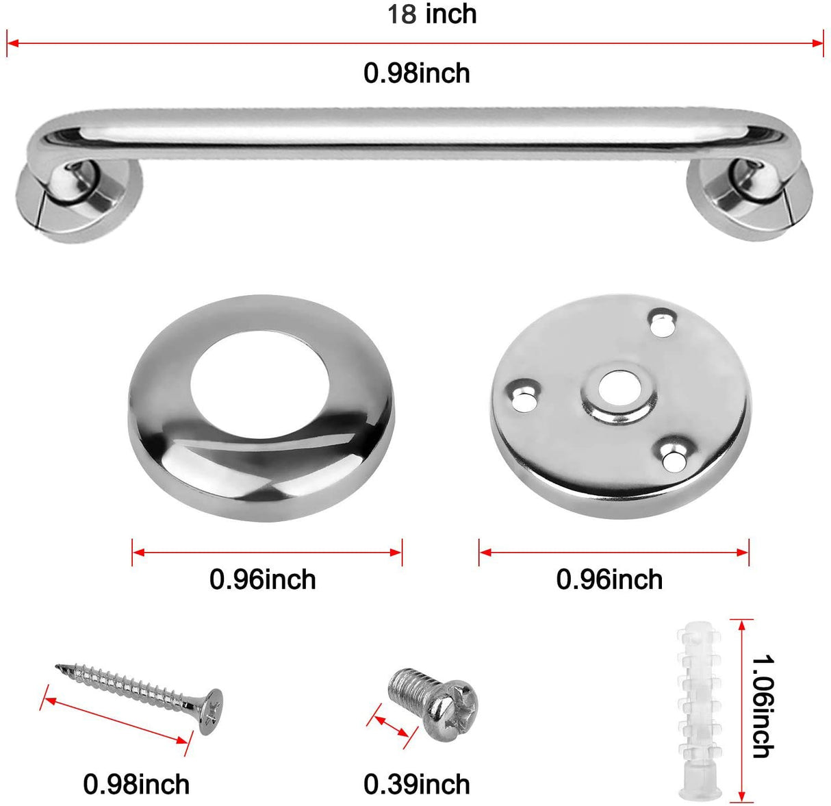 2 Pack Shower Grab Bar Stainless Steel Bathroom Grab Bars Shower Bath Handle Grab Bars for Bathtub Showers 18 Inch