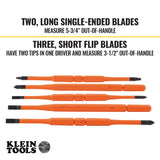 Klein Tools 32288 Insulated Screwdriver, 8-in-1 Screwdriver Set with Interchangeable Blades, 3 Phillips, 3 Slotted and 2 Square Tips