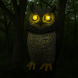 GIFTEXPRESS 1Pcs Solar Power Owl Decoy – 17" Motion Sensor Pest Repellent with Rotating Head, LED Eyes & Sound – Fake Horned Owl for Garden, Yard, Balcony, Farm, Patio, Roof, Lawn- Life Size