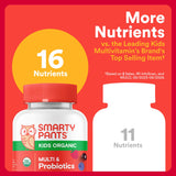 SmartyPants Organic Kids Multivitamin Gummies: Probiotics, Omega 3 (ALA), Vitamin D3, C, Vitamin B12, B6, A, K & Zinc for Immune Support, Biotin, Three Fruit Flavors, 120 Count (30 Day Supply)