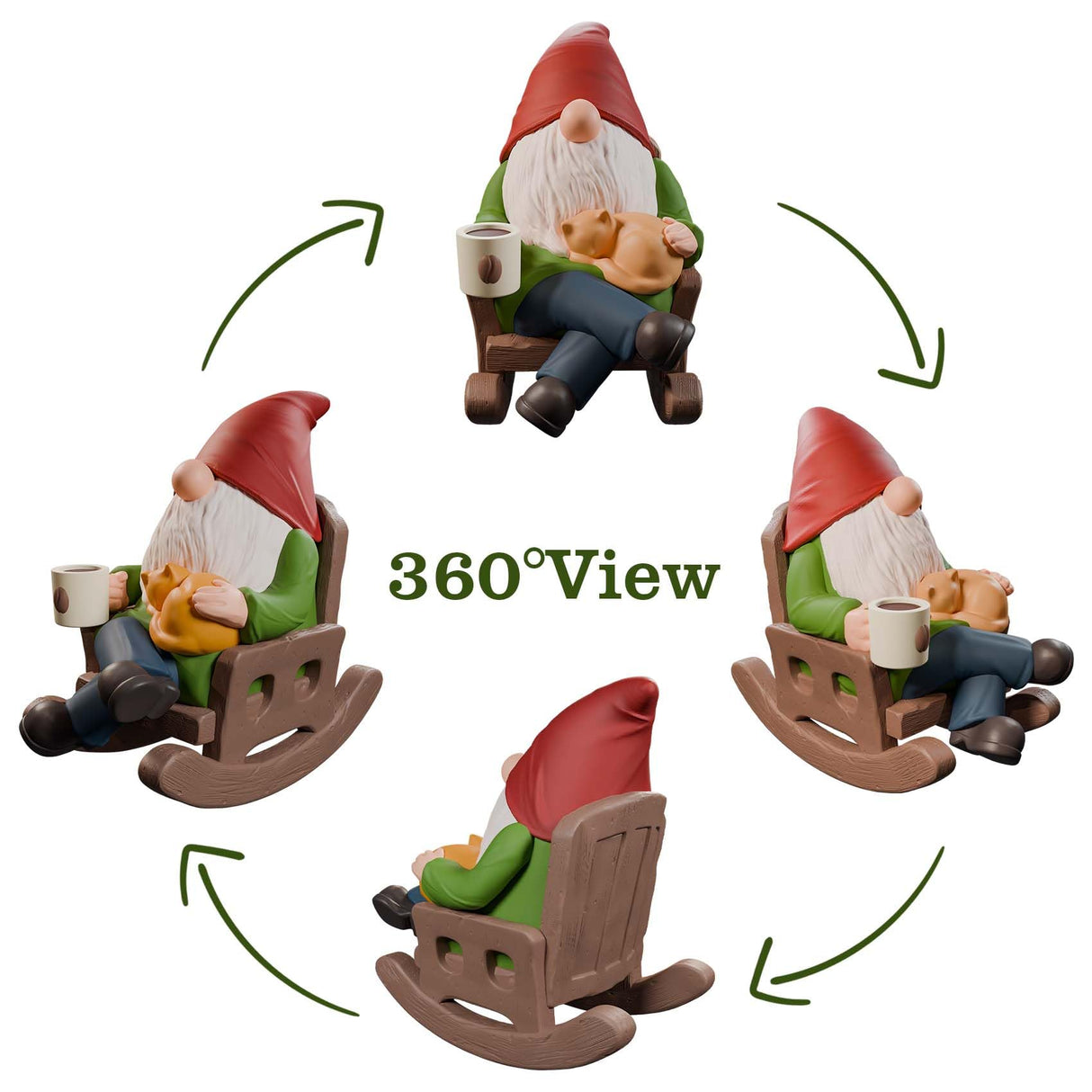 Faumsut Drinking Coffee Garden Gnomes Statue Decoration