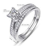 AVECON 1.35ct Princess Cut Engagement Ring 925 Sterling Silver Wedding Band Set for Women Cubic Zirconia Bridal Sets Size 6