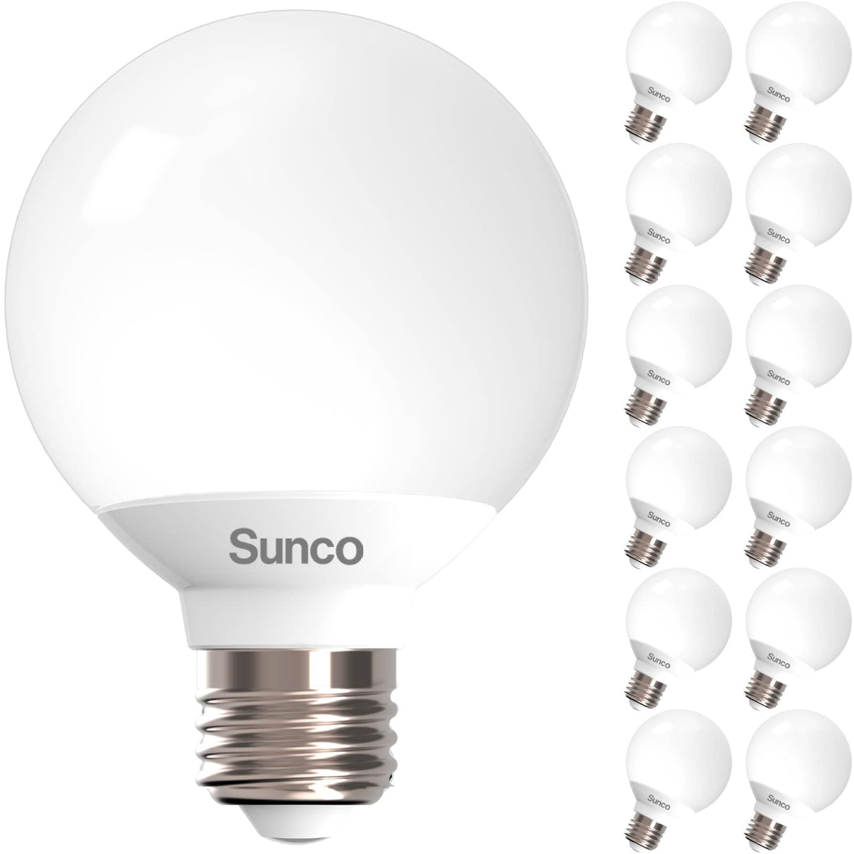 Sunco 12 Pack Vanity Globe Light Bulbs G25 LED for Indoor Bathroom Mirror Living Area, CRI92 4000K Cool White, Dimmable 450 Lumens, 6W, E26 Base, Round Frosted Classic Ambient Decorative Bulb - UL