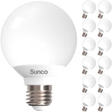 Sunco 12 Pack Vanity Globe Light Bulbs G25 LED for Indoor Bathroom Mirror Living Area, CRI92 4000K Cool White, Dimmable 450 Lumens, 6W, E26 Base, Round Frosted Classic Ambient Decorative Bulb - UL