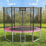 AOTOB 8FT 10FT 12FT 14 FT 15FT Trampoline with Safety Enclosure Net，Outdoor Trampoline with Basketball Hoop, Heavy Duty Jumping Mat and Spring Cover Padding for Kids and Adults, Storage Bag and Ladder