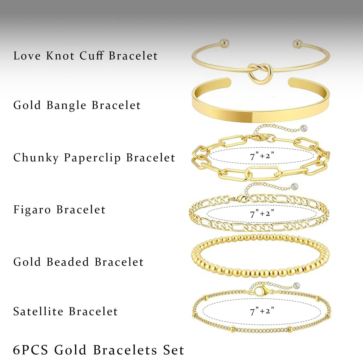 HERIER Gold Bangle Bracelets Stack for Women 14K Gold Plated Cuff Bracelet Set Jewelry for Women Trendy