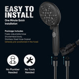 Cobbe 9-Function Shower Head with Built-in Power Spray, 1.8 GPM Water Saving ON/OFF Toggle Switch, High Pressure Handheld Showerhead with 1-Click Pause Button, Brass Bracket & 6ft Hose, Black