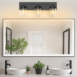 IZORRO Bathroom Vanity Light Fixture, 3-Light 22 Inch Matte Black Bathroom Light Fixtures Over Mirror, with Clear Glass Shade, Modern Farmhouse Vanity Lights, Rustic Restroom Lighting Fixtures