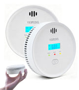 Smoke and Carbon Monoxide Detector with Digital Display, 10-Year Lifespan with Replaceable Lithium Battery, Photoelectric Fire Alarm and Electrochemical CO Alarm with Test/Silence Button, 2 Pack