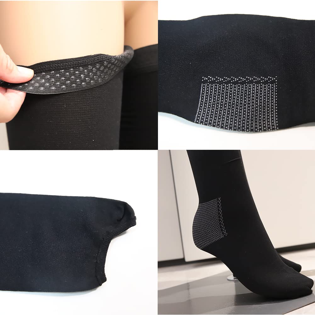 Medical Compression Thigh High Anti Embolism Stockings 15-20mmHg, for Edema, Varicose Veins, Swelling with Inspection Hole, Women & Men