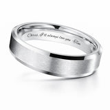 Personalized Men’s Silver Ring – Custom Engraved Wedding Band with Beveled Edge – Free Engraving in Any Language - Ships from USA