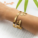 Carviell Gold Friendship Bracelet – “A True Friend Is the Greatest of All Blessings” Engraved Cuff, Best Friend Jewelry Gift for Women & Teens, BFF Bracelet, Stainless Steel Inspirational Bangle