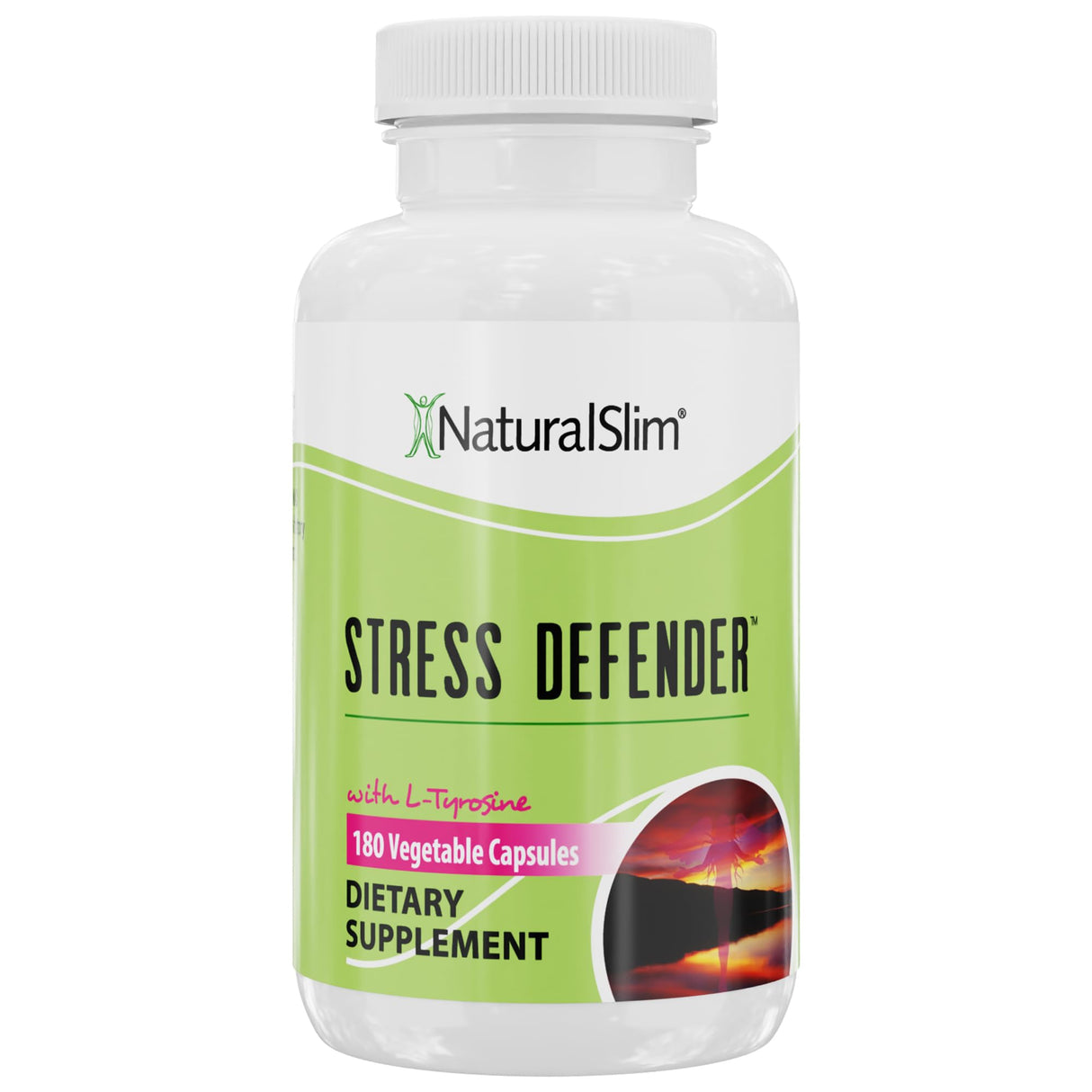 NaturalSlim Stress Relief Supplement - Stress Defender, High Cortisol Reducer, Control Cravings, Sleep & Metabolism Support with Vitamin B5 Pantothenic Acid & L Tyrosine - 180 Vegetable Capsules