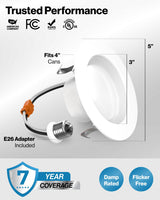 Sunco 4 Inch LED Recessed Lights, Retrofit Can Light for Ceiling, Baffle Trim, 660 LM, 11W (60W Equivalent), 3000K Warm White, Dimmable, Damp Rated ETL 4 Pack.