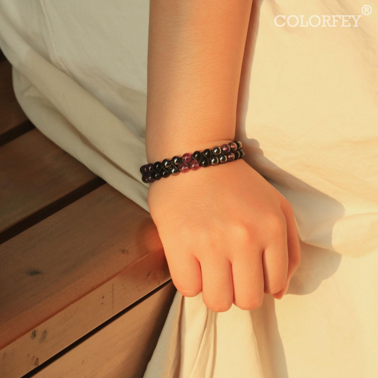 Triple Protection Bracelet for Women, Genuine Healing Crystal Bracelet Amethyst Black Obsidian Hematite 6mm, Pyramid Energy Crystal Beads Bracelet Christmas Gifts for Mom Wife for Protection Balance