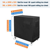 Cooler Cart Cover Black, Luxiv Waterproof Rolling Cooler Cover 34L x 20W x 32H inches 80 Quart Rolling Ice Chest Sleeve for Anti Rain, Sunlight, Dust (34L x 20W x 32H)