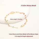 Women's Catholic Rosary Cross Bracelets - 14K Gold Plated Virgin Mary Rosarios Catolicos Crucifix Charm Bracelet for Women, Dainty Virgen de Guadalupe Religious Gift for Women Confirmation Baptism