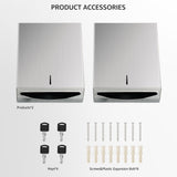 Paper Towel Dispenser Wall Mount - Multifold Trifold Paper Towel Dispensers, Large Capacity Stainless Steel Tissue Holder, Suitable for Bathrooms and Public Places