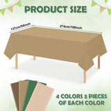 12 Pack Sage Green and Brown Plastic Tablecloth for Rectangle Tables, Safari Baby Shower Disposable Table Cover, Mallard Duck Camo Table Cloth for Jungle Forest Christmas Picnic Woodland Party Decor