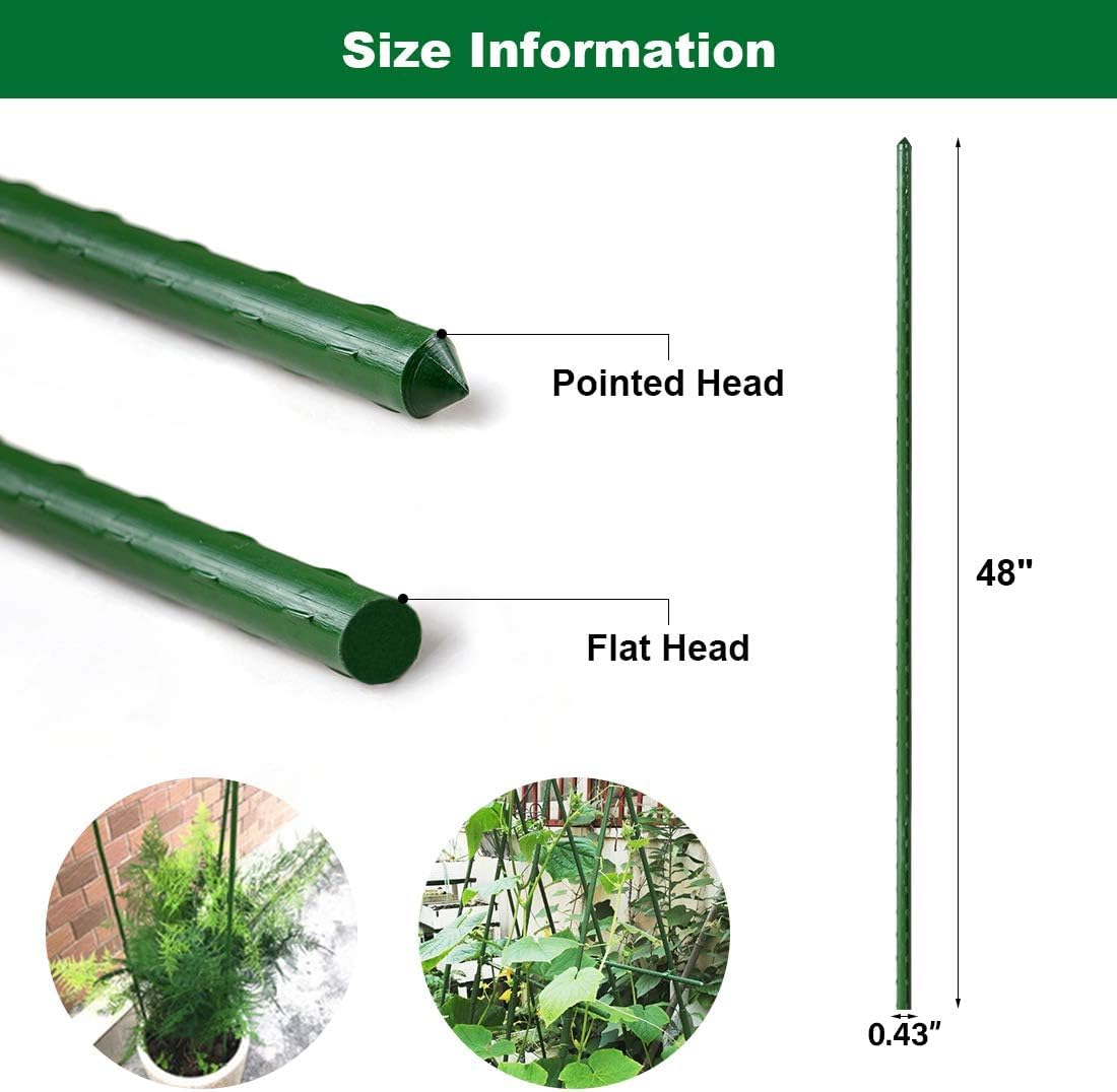 Garden Stakes, 48 Inch 4Ft Steel Tomato Plant Stakes, 20 Pack