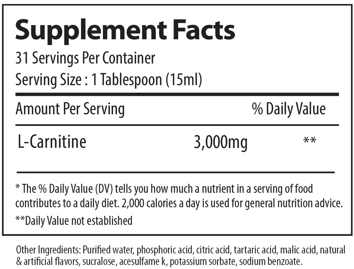 Alpha Supps - L-Carnitine 3000 mg Liquid | Stimulant-Free Amino Acid | 31 Servings (Sour Gummy Worms)
