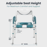 PELEGON Raised Toilet Seat with Handles (400lb) - Adjustable 3 in 1 Commode Chair for Toilet with Arms, Toilet Riser with Handles, Bedside Commode Chair, Handicap Toilet Seat for Elderly (Teal)